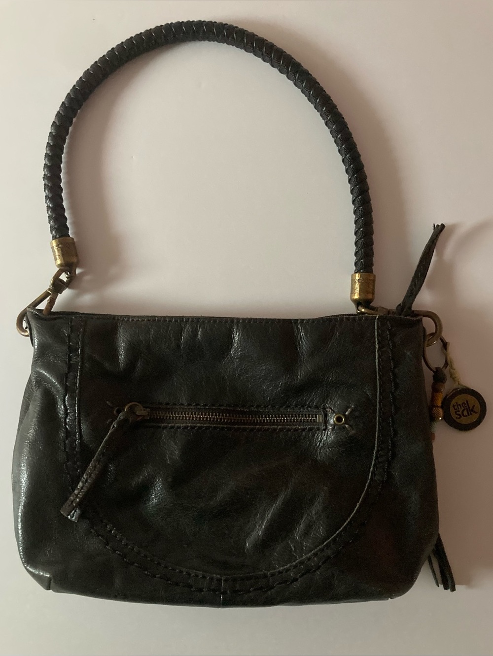 The Sak Black Braided-Handle Leather Shoulder Bag